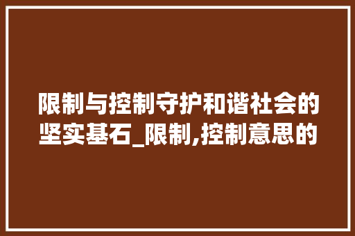 限制与控制守护和谐社会的坚实基石_限制,控制意思的四字词