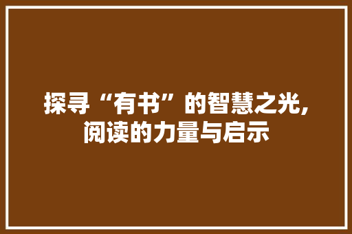 探寻“有书”的智慧之光,阅读的力量与启示
