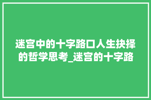 迷宫中的十字路口人生抉择的哲学思考_迷宫的十字路口的意思