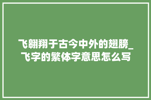 飞翱翔于古今中外的翅膀_飞字的繁体字意思怎么写