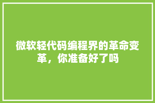 微软轻代码编程界的革命变革,你准备好了吗
